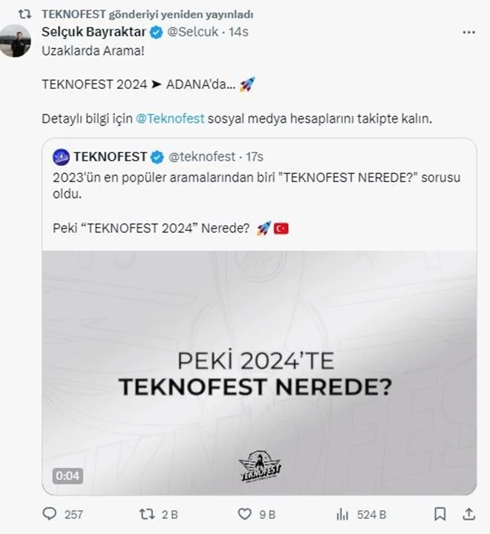 TEKNOFEST 2024 Yılında Adana'da Düzenlenecek