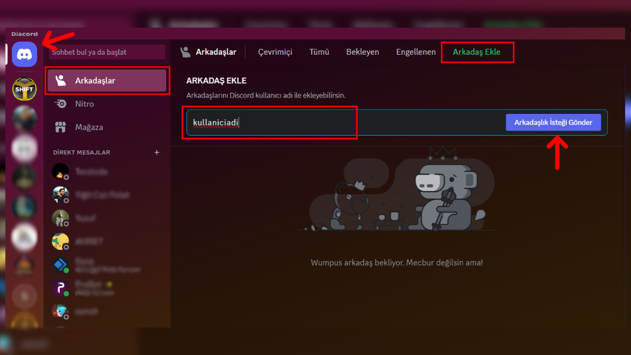 discord arkadaş ekleme